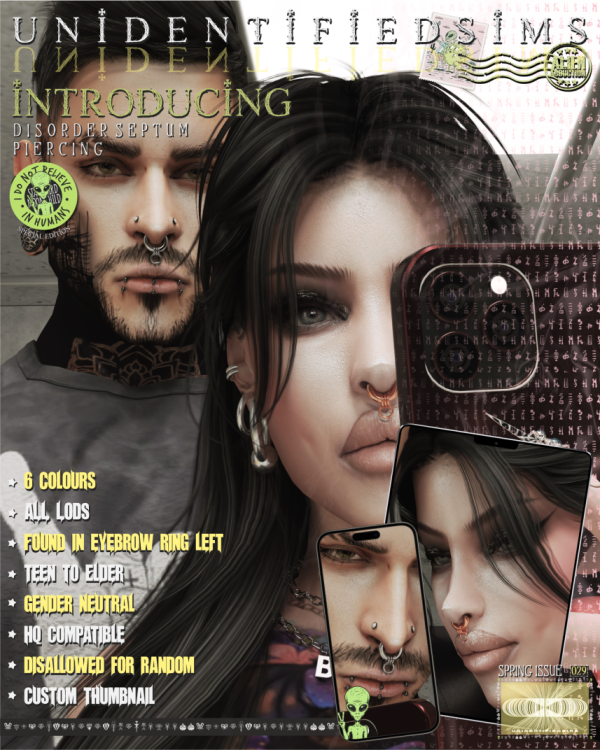 Alpha disorder septum piercing by unidentifiedsims - The Sims 4 Custom Content