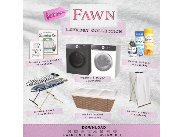 Alpha Fawn Laundry Collection by Simsimmercc - The Sims 4 Custom Content