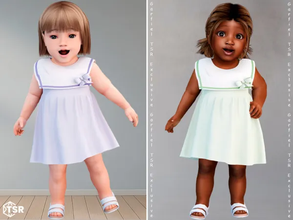 Maxis Match Deneve Pastel infant dress with sailor collar by thesimsresource - The Sims 4 Custom Content