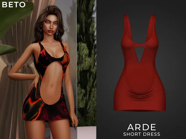 Alpha Arde Short Dress by Beto_ae0 - The Sims 4 Custom Content