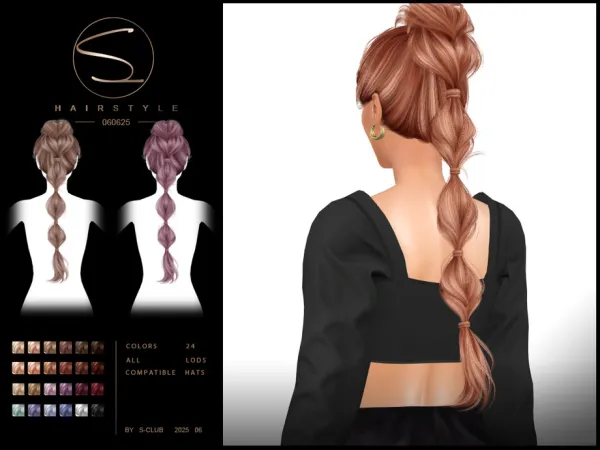 Alpha S Club 060625 Braid Ponytail hairstyle - The Sims 4 Custom Content