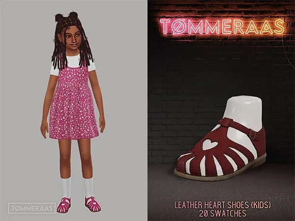 Mix Tu00d8MMERAAS Leather Heart Shoes for Kids - The Sims 4 Custom Content
