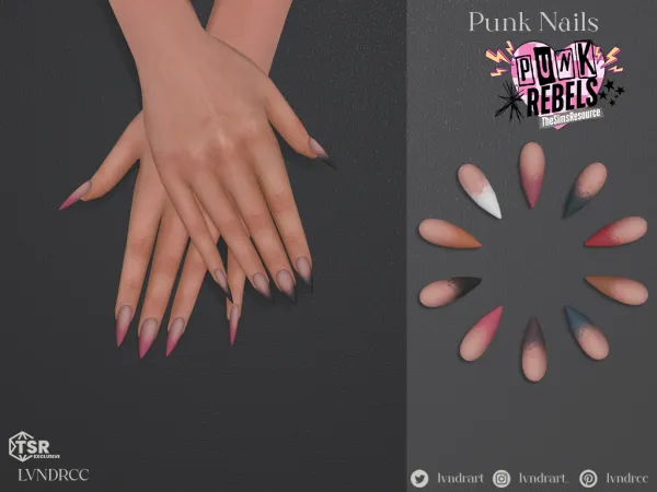 Maxis Match (PUNK REBELS) Punk nails - The Sims 4 Custom Content