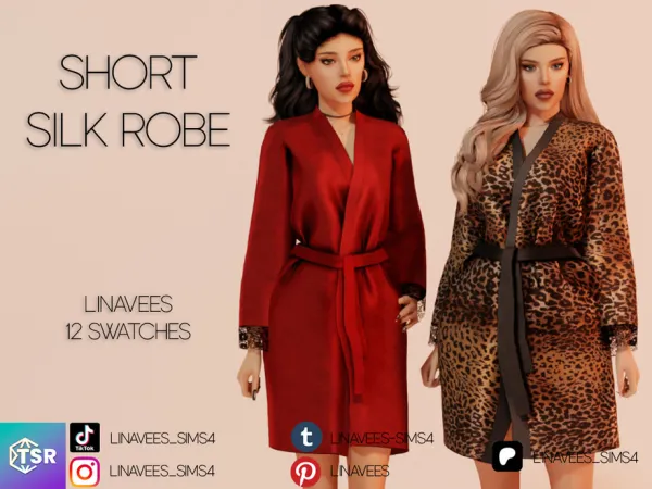 Alpha ALIVIA SHORT SILK ROBE by linavees - The Sims 4 Custom Content