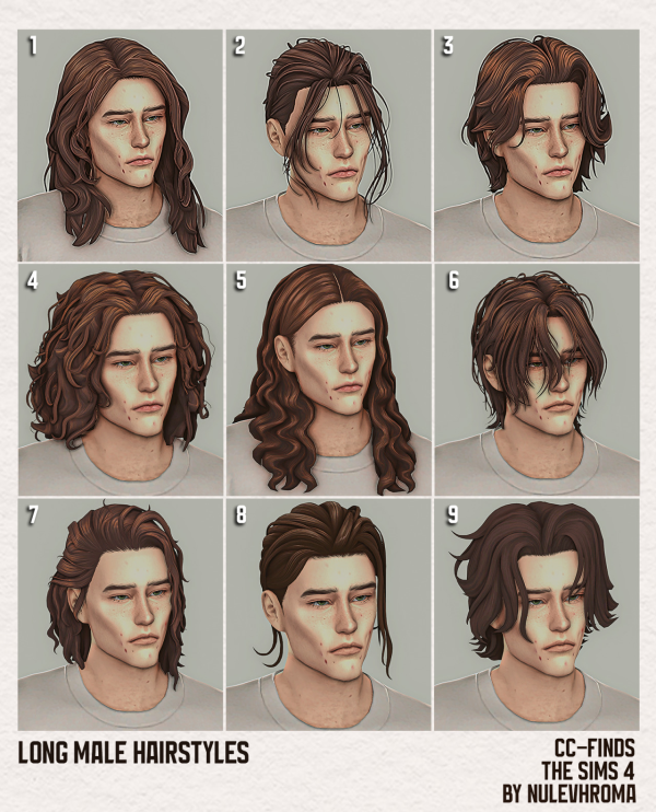 Maxis Match Finds Long Male Hairstyles by simsfinds - The Sims 4 Custom Content