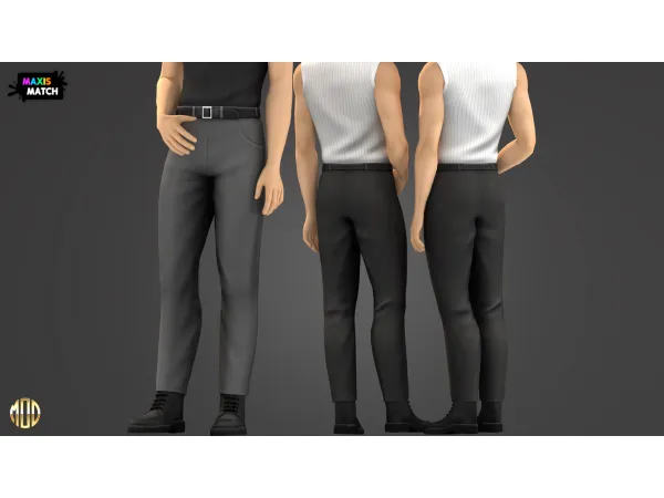 Maxis Match Belted Pants by Modco Studios - The Sims 4 Custom Content