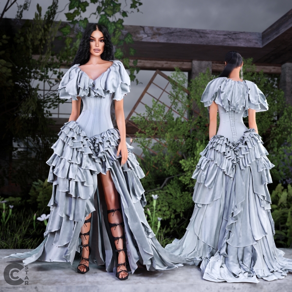 Alpha Ruffled Corseted Gown cool_content_star by cool_content_star - The Sims 4 Custom Content
