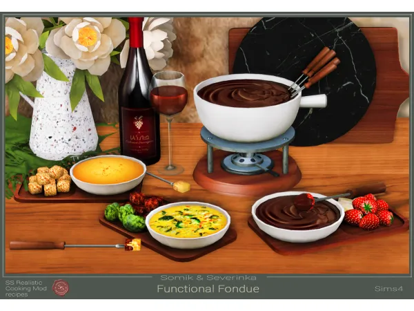Alpha Functional Fondue by simsfinds - The Sims 4 Custom Content