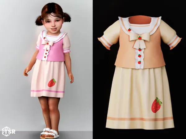 Mix Miriam Cute dress with strawberries by thesimsresource - The Sims 4 Custom Content