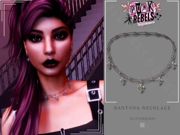 Alpha PUNK REBELS Santana Necklace by glitterberrysims - The Sims 4 Custom Content