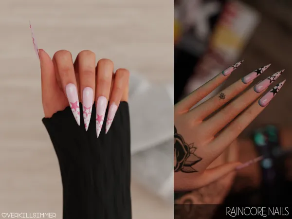 Alpha Raincore nails by overkillsimmer - The Sims 4 Custom Content
