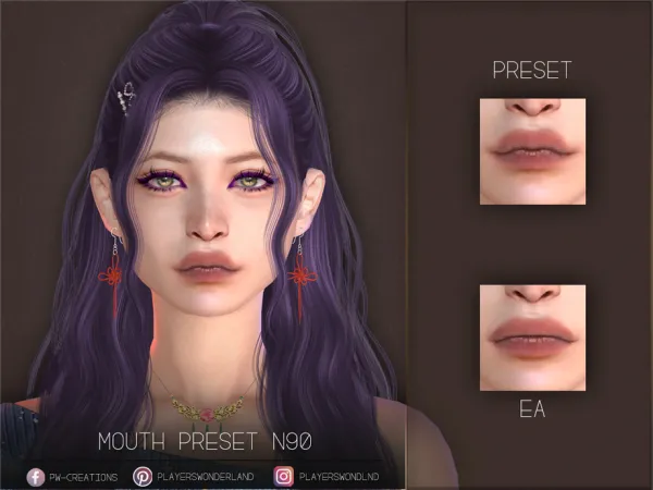 Mix Mouth Preset N90 by PlayersWonderland - The Sims 4 Custom Content