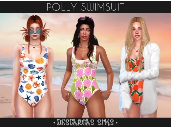 Mix Polly Swimsuit by descargassims - The Sims 4 Custom Content