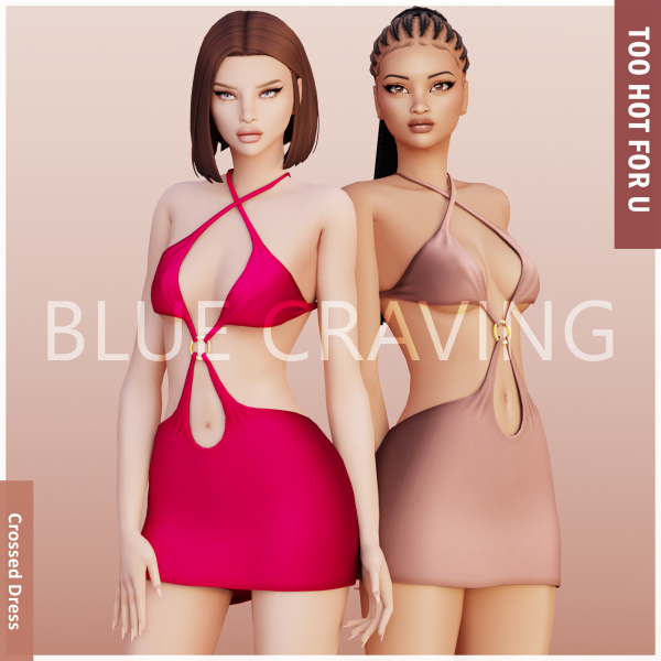 Maxis Match Blue Craving Crossed Dress by bluecraving - The Sims 4 Custom Content