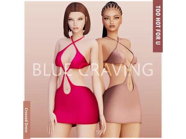 Maxis Match Blue Craving Crossed Dress - The Sims 4 Custom Content