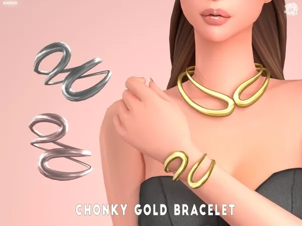 Maxis Match ChonkyGold Bracelet Bluerose by bluerose-sims - The Sims 4 Custom Content