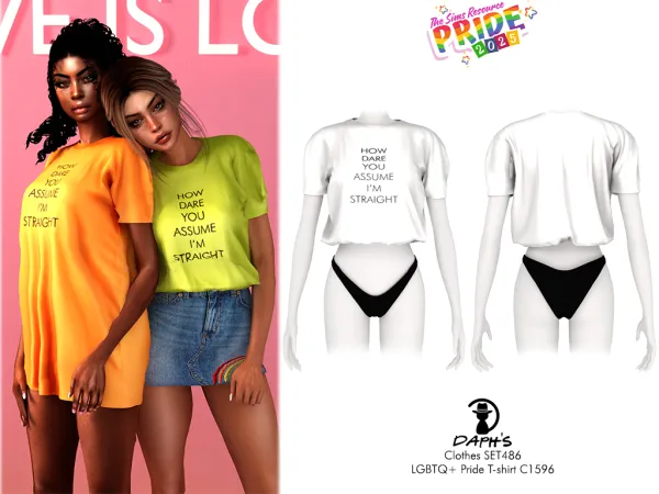 Alpha PRIDE2025 Clothes SET486 LGBTQ Pride T shirt C1596 by daphsmods - The Sims 4 Custom Content
