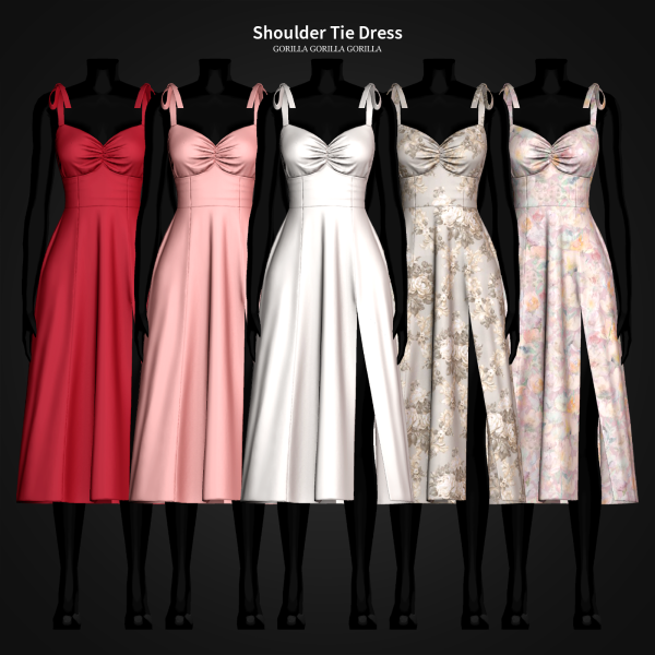 Alpha Shoulder Tie Dress by simsfinds - The Sims 4 Custom Content