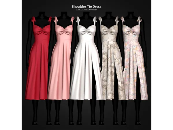 Alpha Shoulder Tie Dress by gorillax3 - The Sims 4 Custom Content