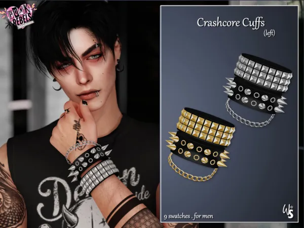 Mix Crashcore Cuffs AM (left) by wisteriasims - The Sims 4 Custom Content
