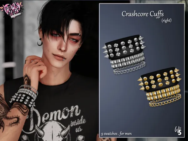 Mix Crashcore Cuffs AM (right) by wisteriasims - The Sims 4 Custom Content