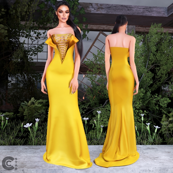 Alpha V Neck Lace Bodice Gown cool_content_star by cool_content_star - The Sims 4 Custom Content