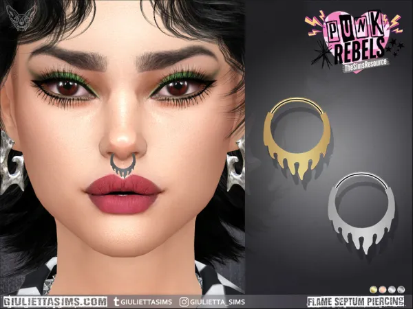 Alpha Punk Rebels Flame Septum Piercing by feyona - The Sims 4 Custom Content