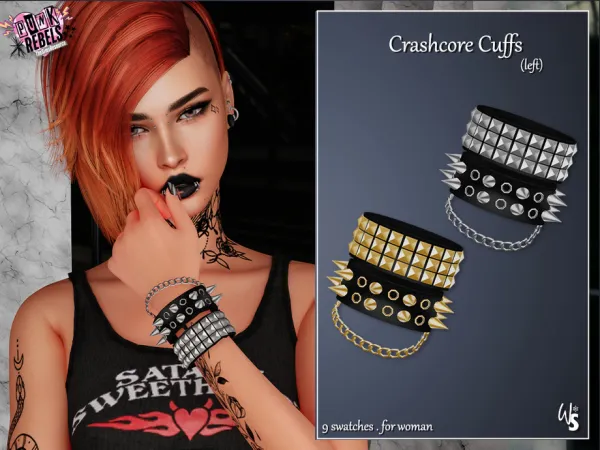 Alpha Crashcore Cuffs AF (left) by wisteriasims - The Sims 4 Custom Content