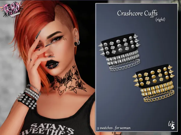 Alpha Crashcore Cuffs AF (right) by wisteriasims - The Sims 4 Custom Content