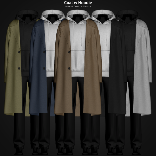 Alpha Coat w Hoodie by simsfinds - The Sims 4 Custom Content