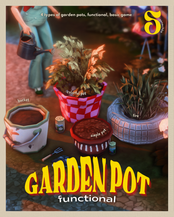 Maxis Match FUNCTIONAL GARDEN POTS base game by simsfinds - The Sims 4 Custom Content