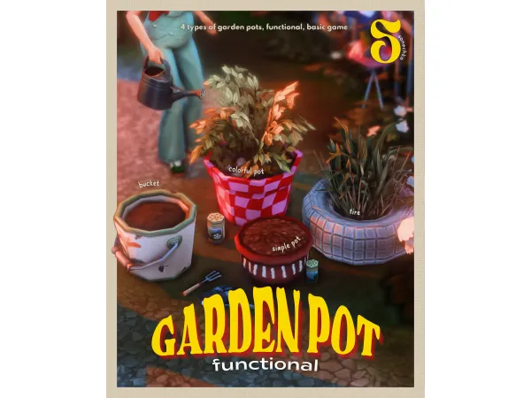 Maxis Match FUNCTIONAL GARDEN POTS base game by sonechk0 - The Sims 4 Custom Content