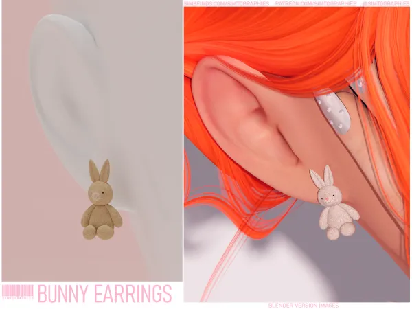 Alpha Bunny Earrings by simtographies - The Sims 4 custom content