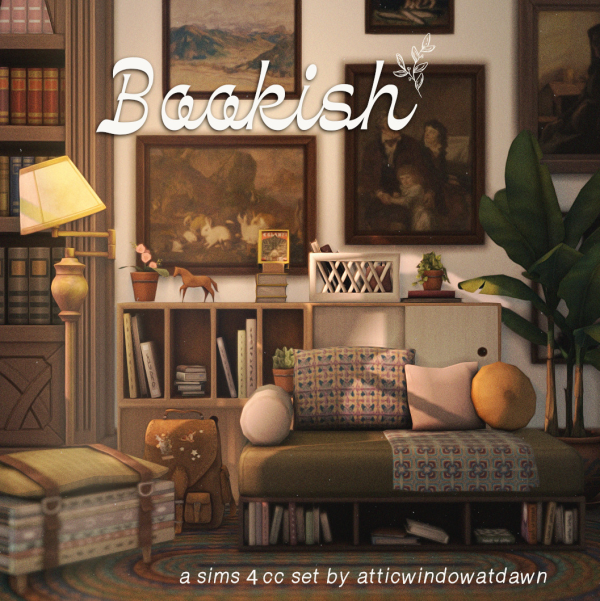 Maxis Match Bookish atticwindowatdawn by simsfinds - The Sims 4 Custom Content