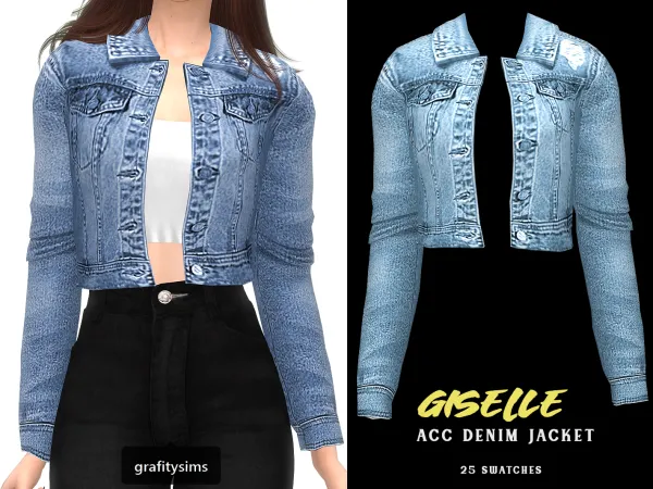 Alpha Giselle ACC Denim Jacket - The Sims 4 Custom Content