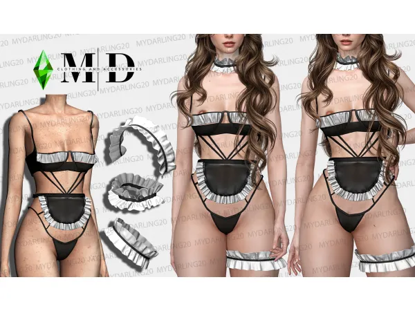 Alpha sexy lingerie cosplay maid uniform by mydarling20 - The Sims 4 Custom Content