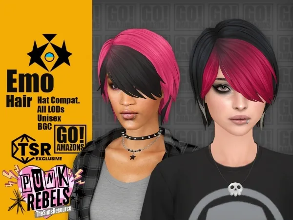 Maxis Match Emo Hair (Punk Rebels) by goamazons - The Sims 4 Custom Content