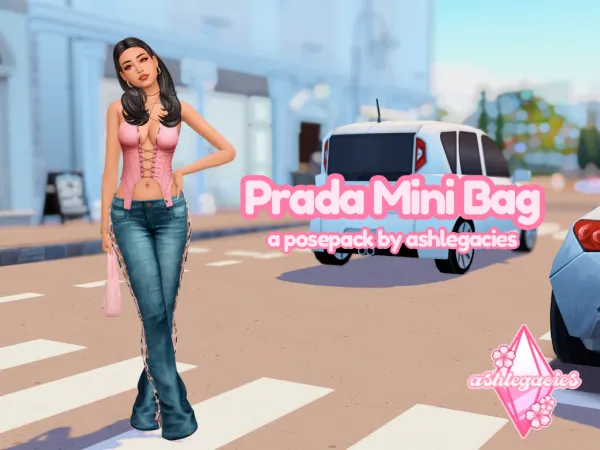 Maxis Match Prada Mini Bag Posepack by ashlegacies - The Sims 4 Custom Content