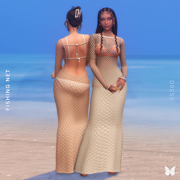 Maxis Match Fishing Net Dress by simsfinds - The Sims 4 Custom Content