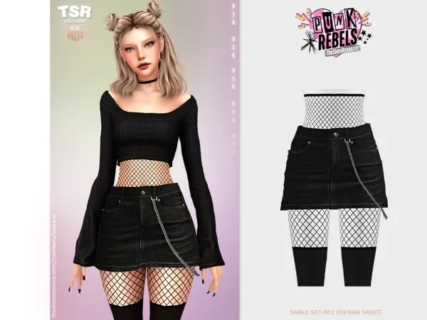 Alpha SABLE SET 601 (DENIM SKIRT) BD1534 by busratr - The Sims 4 Custom Content