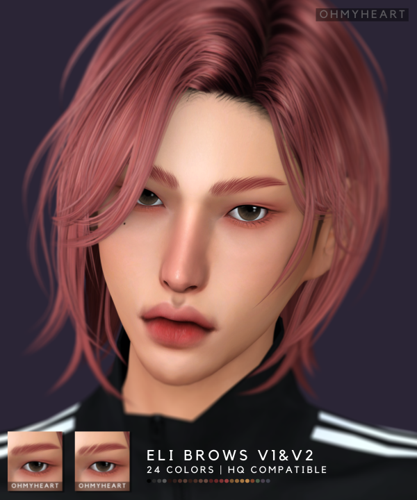 Alpha Eli Brows V1 V2 by ohmyheart - The Sims 4 Custom Content