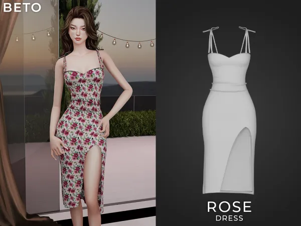 Alpha Rose (Long Dress) - The Sims 4 Custom Content
