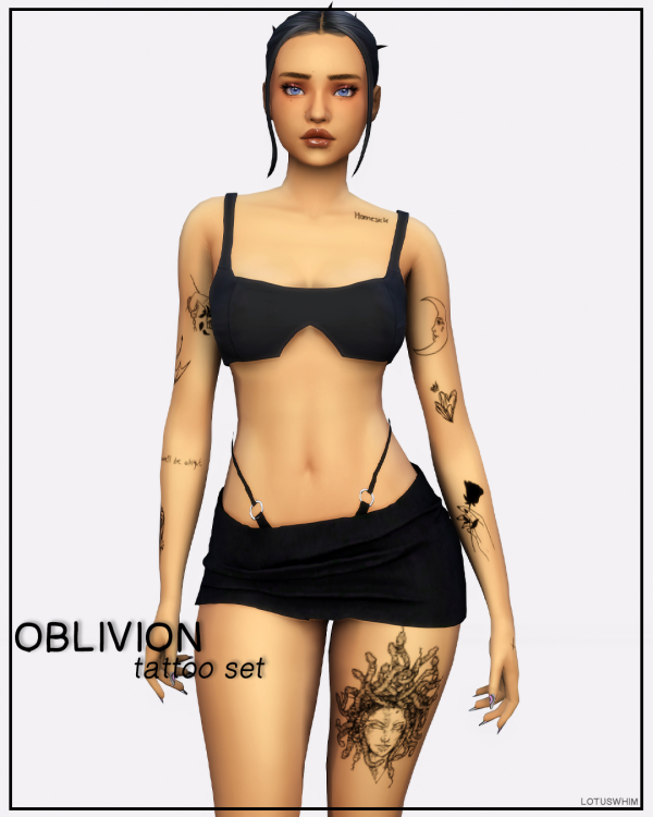 Mix Oblivion Tattoo Set by lotuswhimcc - The Sims 4 Custom Content