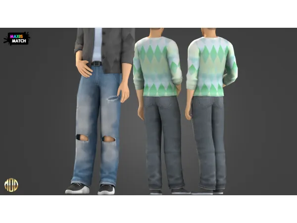 Maxis Match Leon Set Jeans by Modco Studios - The Sims 4 Custom Content