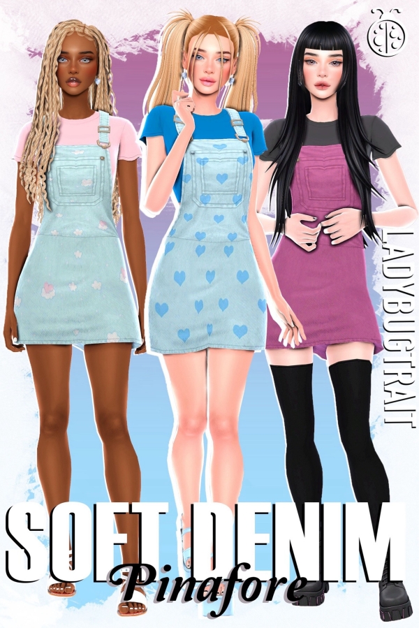 Maxis Match SOFT DENIM PINAFORE by ladybugtrait - The Sims 4 Custom Content