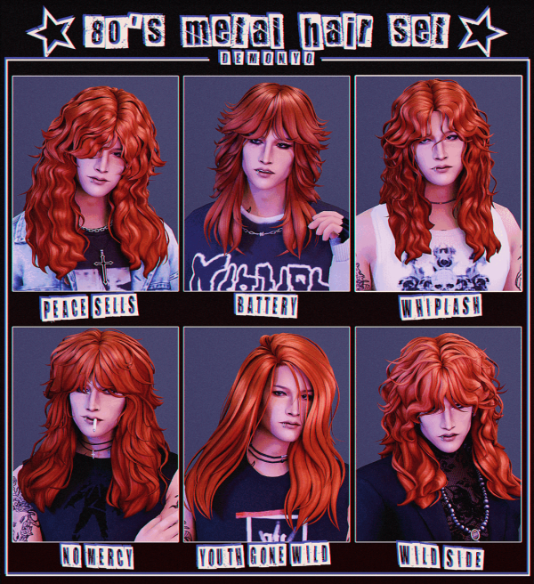 Maxis Match 80s metal hair set by simsfinds - The Sims 4 Custom Content