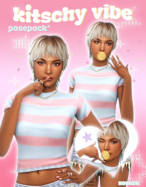Mix Kitschy Vibe Posepack by simsfinds - The Sims 4 Custom Content