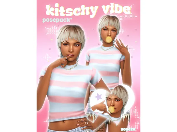 Mix Kitschy Vibe Posepack by hongz0 - The Sims 4 Custom Content