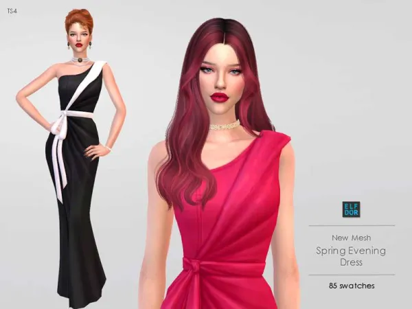 Maxis Match March 2023 Spring Evening Gown by elfdor - The Sims 4 Custom Content