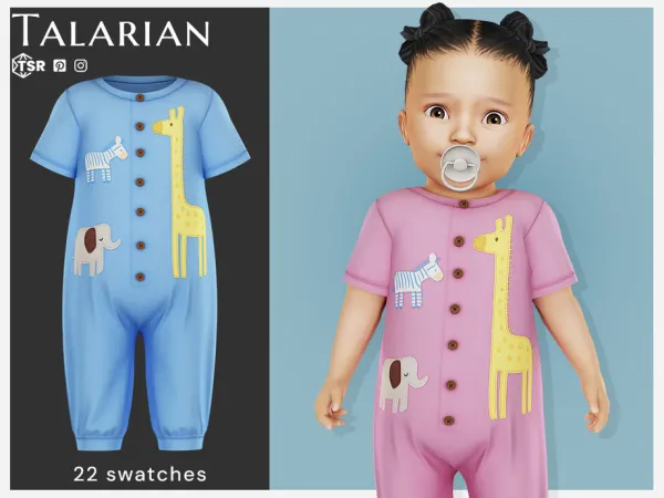 Maxis Match Amelia Romper (Infant) by talarian - The Sims 4 Custom Content